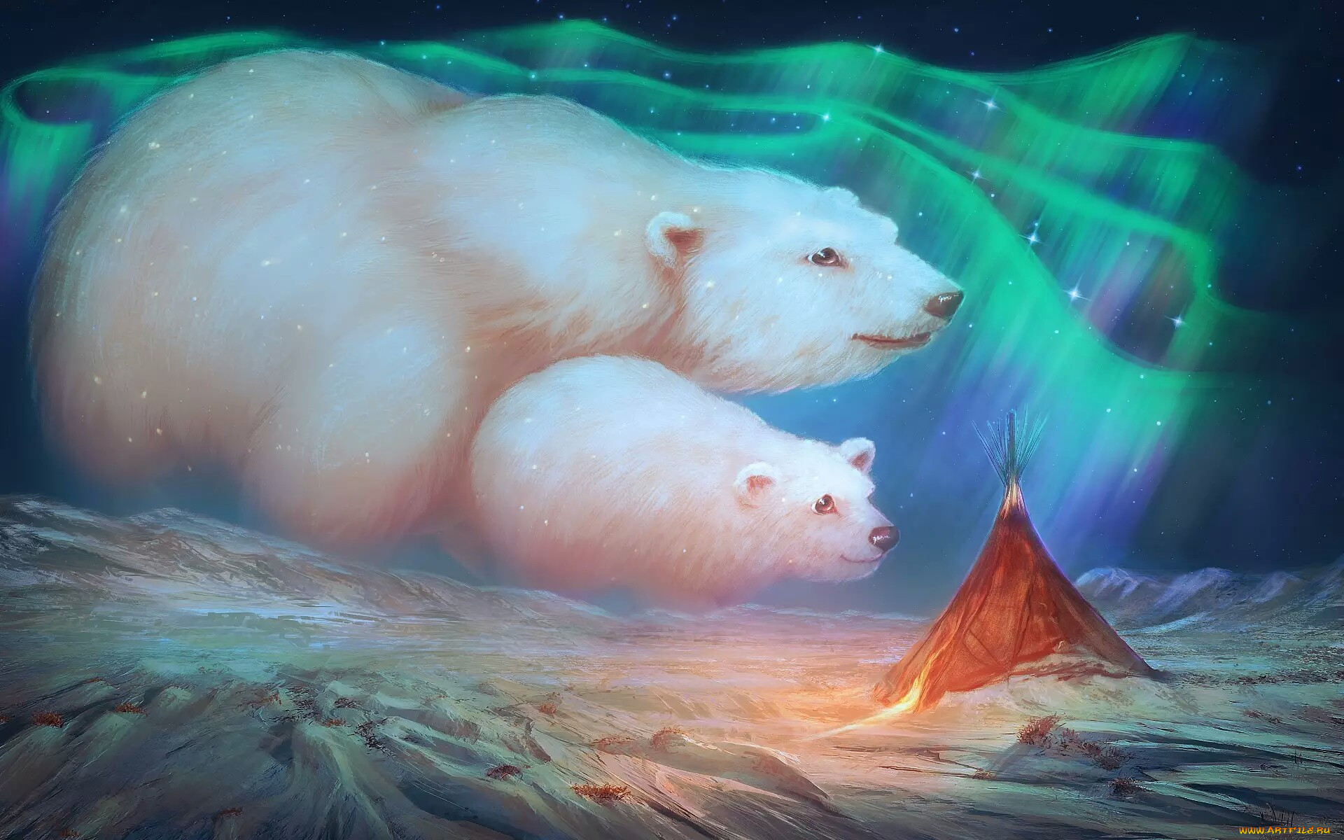 Северная колыбельная. Умка и Северное сияние. Северное сияние Медведица Умка. Северный белый медведь Умка Северное сияние.